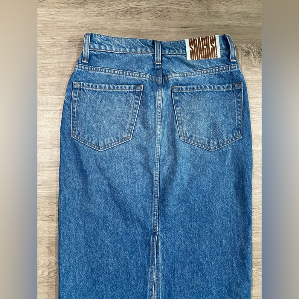 Mother Denim Snacks The Candy Stick Denim Jean Skirt Maxi Slit 27 - Picture 6 of 13